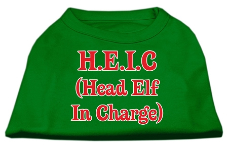 Head Elf in Charge Screen Print Shirt Emerald Green Med